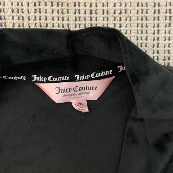 JUICY COUTURE Women's Velour Sleepwear Robe Size L/XL In Black - Picture 2 of 6